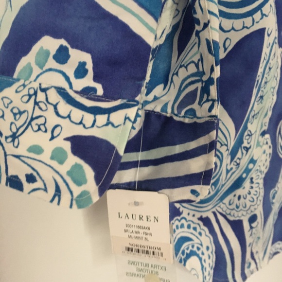 NWT Lauren Ralph Lauren Cotton Paisley Shirt - Picture 2 of 6